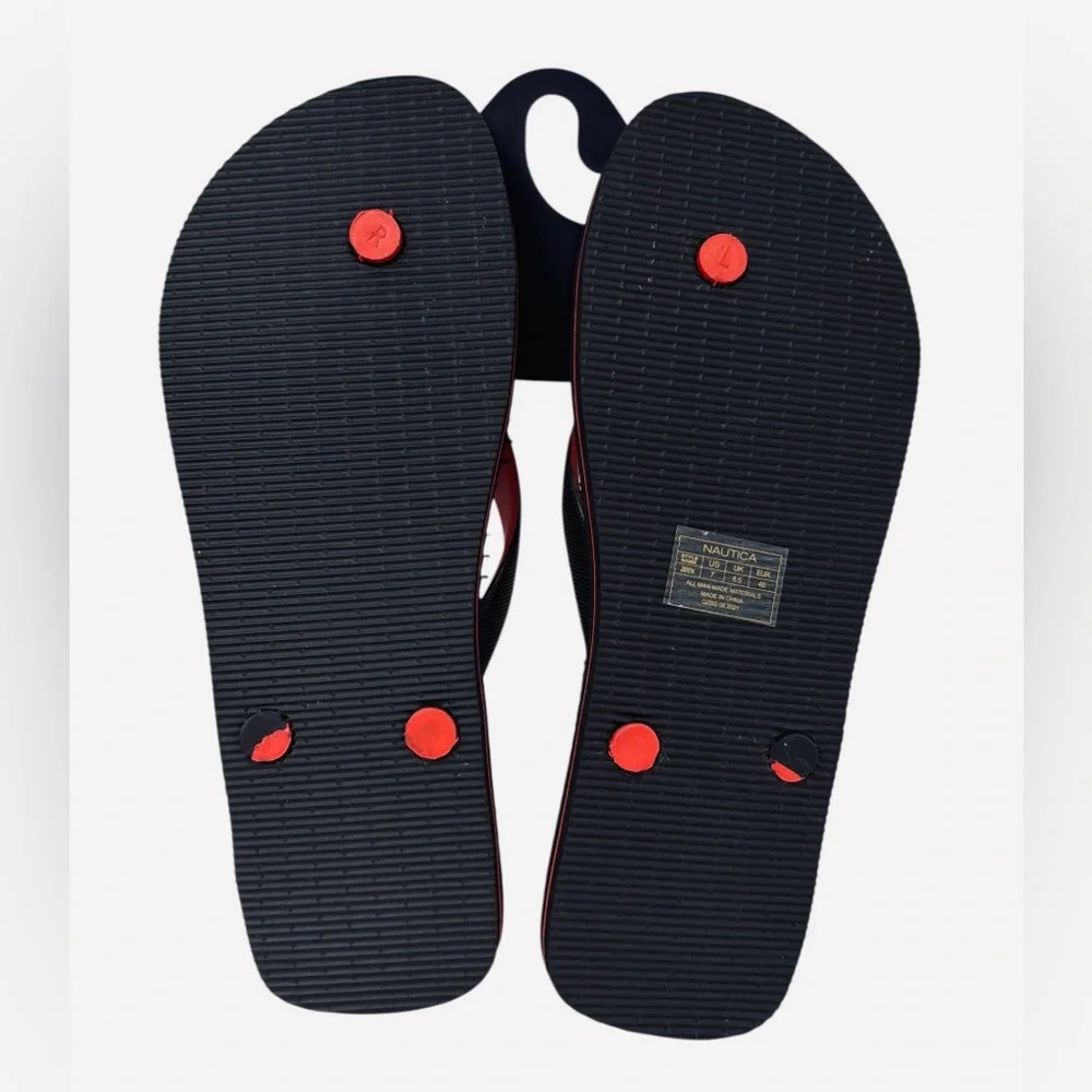 Nautica Jiren Flip Flop Thong Casual Sandals Rubber Black/Red Men’s Size 7